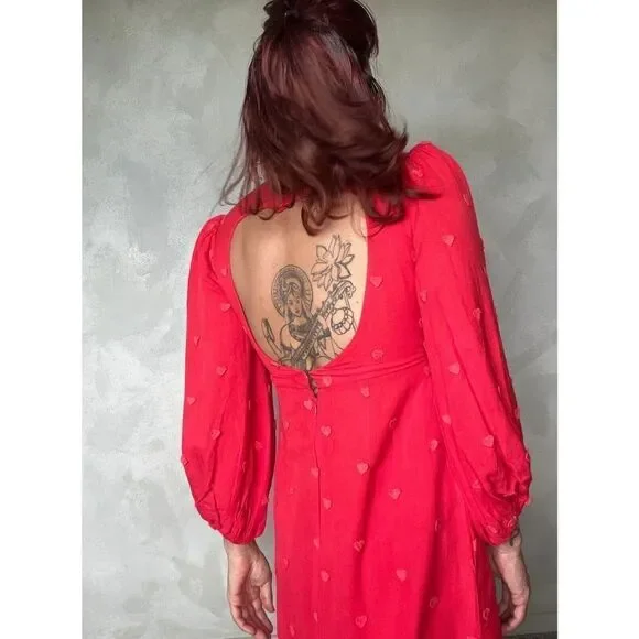 FARM Rio Red Heart Midi Dress - Picture 4 of 9